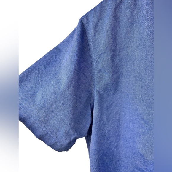 Peter Werth short-sleeve button-down shirt, Large, blue, cotton Preppy Classic - Picture 2 of 7